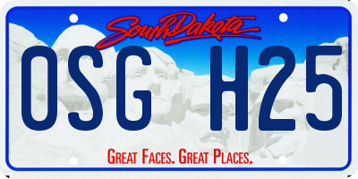 SD license plate 0SGH25