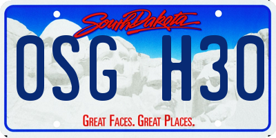 SD license plate 0SGH30