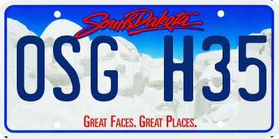 SD license plate 0SGH35