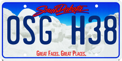 SD license plate 0SGH38