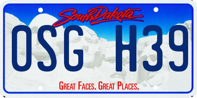 SD license plate 0SGH39