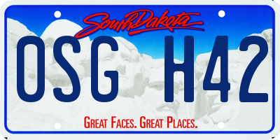 SD license plate 0SGH42
