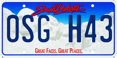 SD license plate 0SGH43