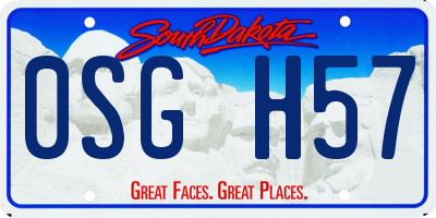 SD license plate 0SGH57