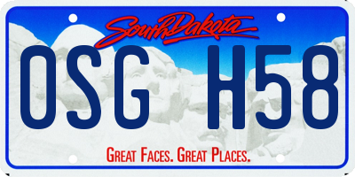 SD license plate 0SGH58