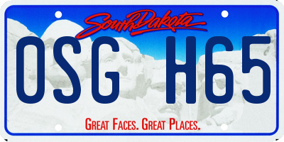 SD license plate 0SGH65