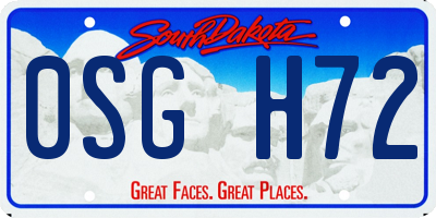 SD license plate 0SGH72