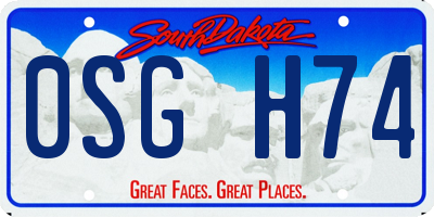 SD license plate 0SGH74