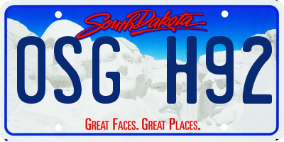 SD license plate 0SGH92