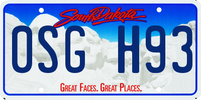 SD license plate 0SGH93
