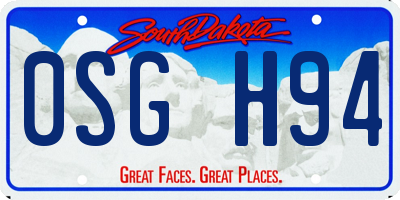 SD license plate 0SGH94