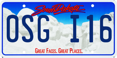 SD license plate 0SGI16