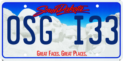 SD license plate 0SGI33