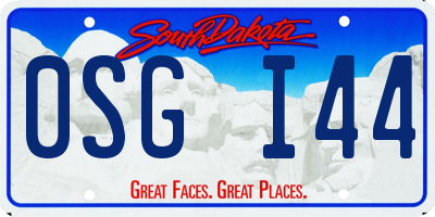 SD license plate 0SGI44