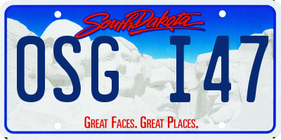 SD license plate 0SGI47