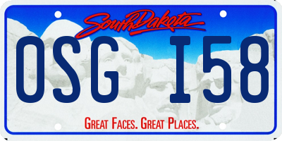 SD license plate 0SGI58