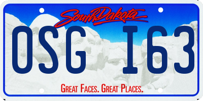 SD license plate 0SGI63