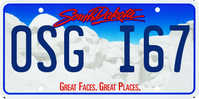 SD license plate 0SGI67