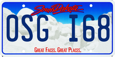 SD license plate 0SGI68