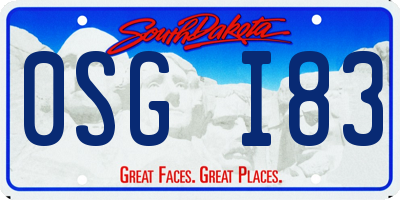 SD license plate 0SGI83