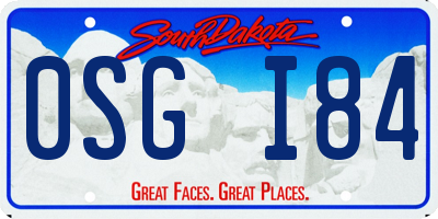 SD license plate 0SGI84