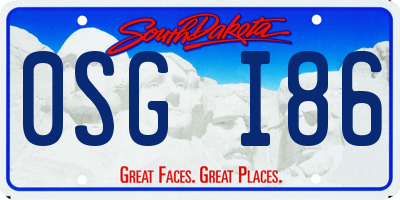 SD license plate 0SGI86