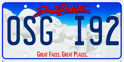 SD license plate 0SGI92