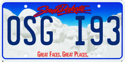 SD license plate 0SGI93