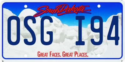 SD license plate 0SGI94