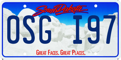 SD license plate 0SGI97