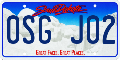 SD license plate 0SGJ02