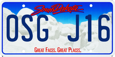 SD license plate 0SGJ16