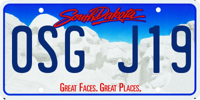 SD license plate 0SGJ19