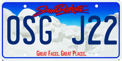 SD license plate 0SGJ22