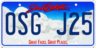 SD license plate 0SGJ25