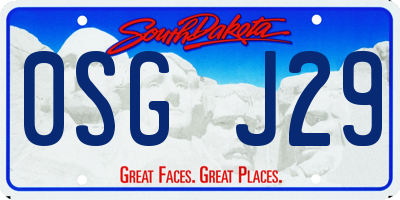 SD license plate 0SGJ29