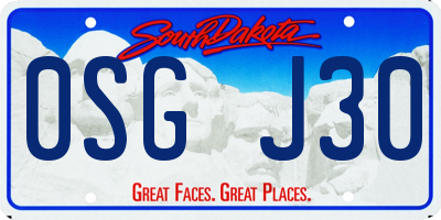 SD license plate 0SGJ30