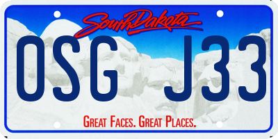 SD license plate 0SGJ33