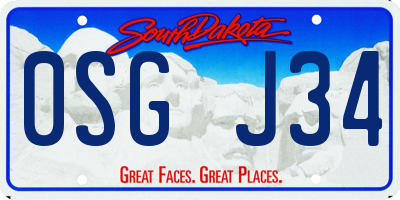SD license plate 0SGJ34