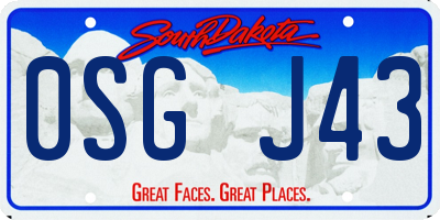 SD license plate 0SGJ43