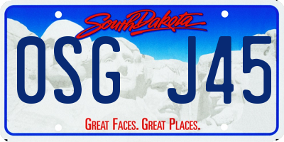 SD license plate 0SGJ45