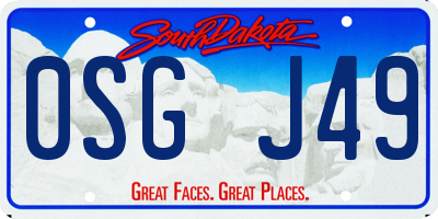 SD license plate 0SGJ49