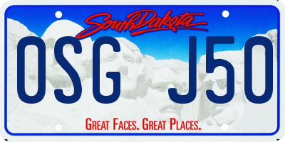 SD license plate 0SGJ50
