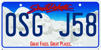 SD license plate 0SGJ58