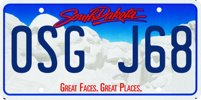SD license plate 0SGJ68