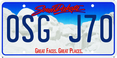 SD license plate 0SGJ70
