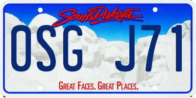 SD license plate 0SGJ71