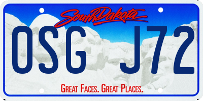 SD license plate 0SGJ72