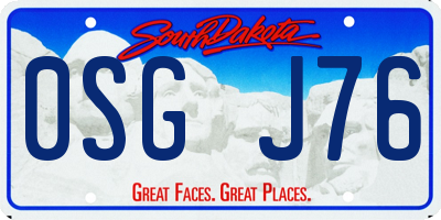 SD license plate 0SGJ76