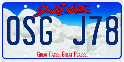 SD license plate 0SGJ78